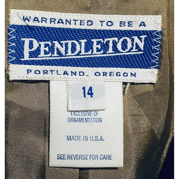 Pendleton Blazer Womens 14 Houndstooth Faux Suede Button Up Academia Preppy - Picture 5 of 7